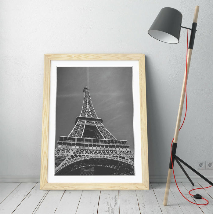 Eiffel Tower Wall Art – Paris Framed Print | Handmade UK Art, Wood Grain Frame