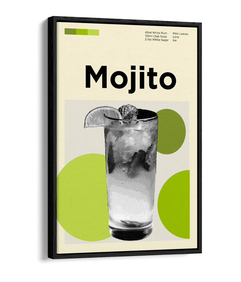 Mojito Cocktail Poster - Funky Float Effect Canvas Wall Art Print For Kitchen Decor