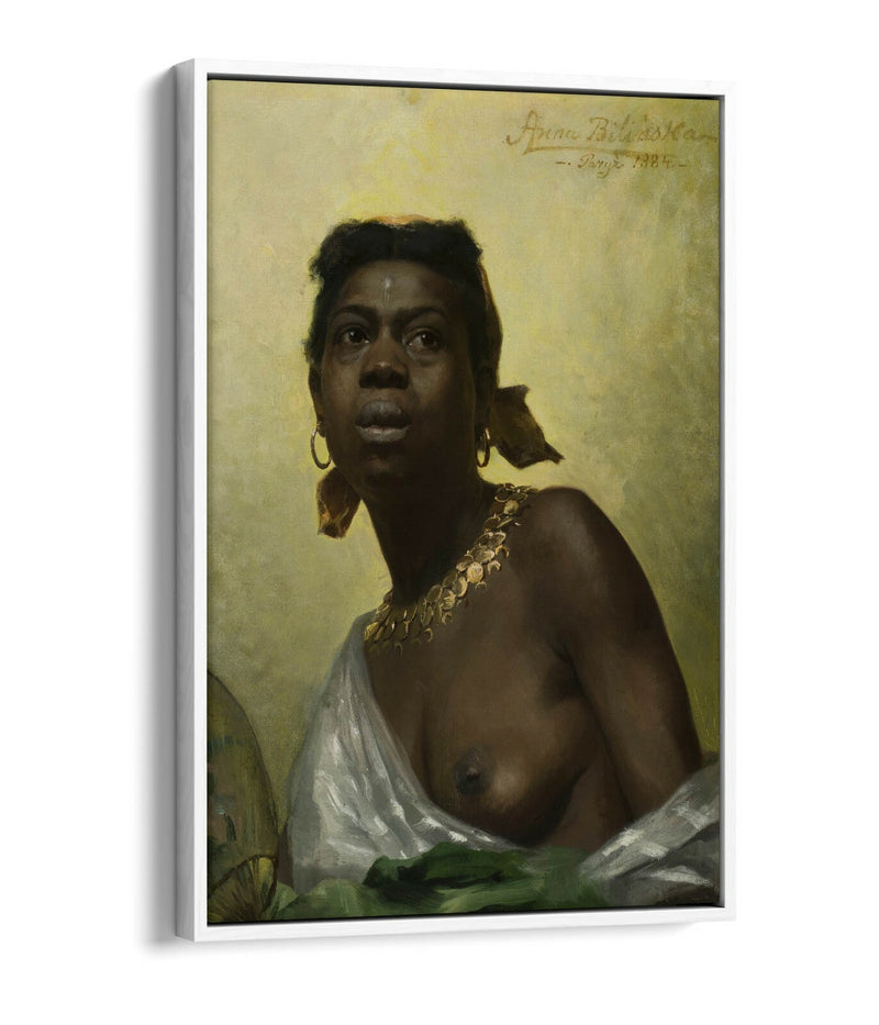 Float Effect Canvas Art – Anna Bilinska Black Woman Artwork on MDF Frame