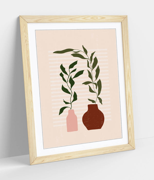 Boho Botanical Wall Art – Framed Minimalist Home Decor Poster Print UK