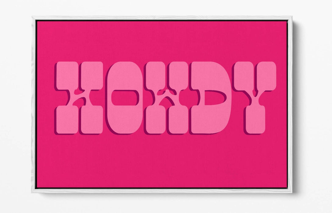 "HOWDY" TRENDY PINK COWBOY QUOTE -FLOAT EFFECT CANVAS WALL ART PRINT