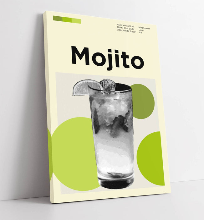 Mojito Cocktail Poster - Funky Canvas Wall Art | Kitchen Decor Print Ready To Hang