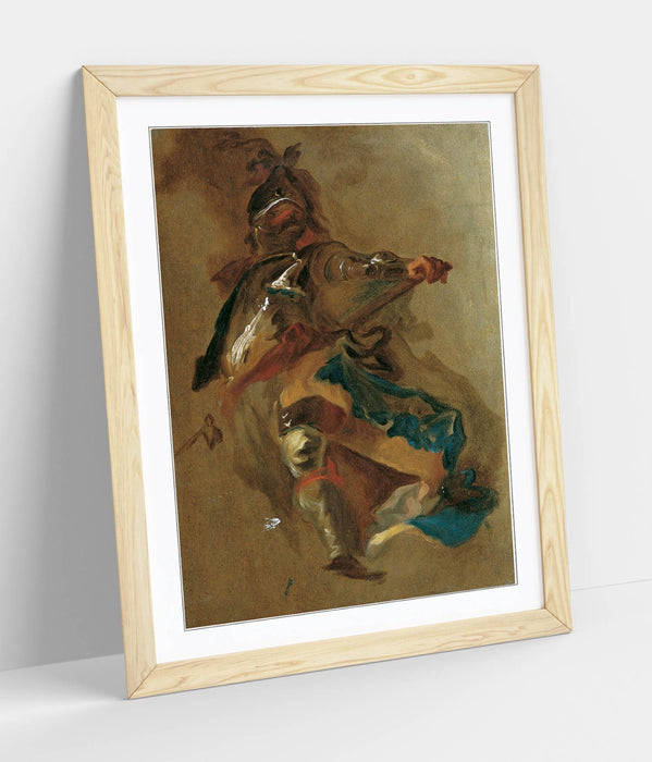 Framed Wall Art - Franz Maulbertsch Standing Commander Print With Woodgrain Frame