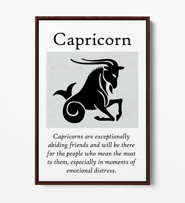 CAPRICORN STAR SIGN ZODIAC ASTROLOGY QUOTE -FLOAT EFFECT CANVAS WALL ART PRINT