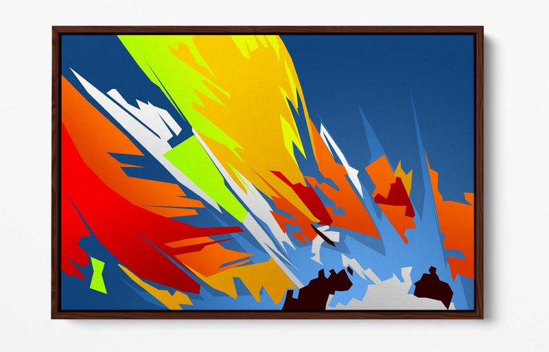 Canvas Wall Art – Multi Colour Abstract Shapes With Float Effect Frame