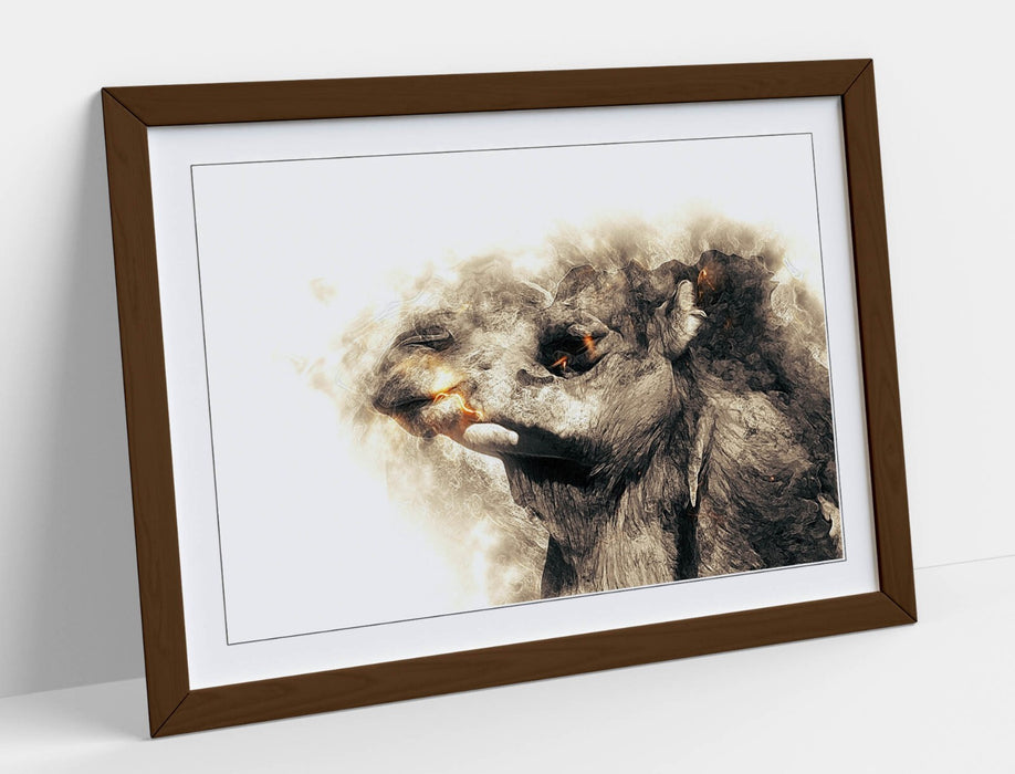 CAMEL SKETCH ABSTRACT ANIMAL ART DECOR -FRAMED ART POSTER PICTURE PRINT