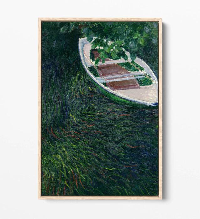 Canvas Wall Art Print – Claude Monet Row Boat Float Effect On Premium Frame
