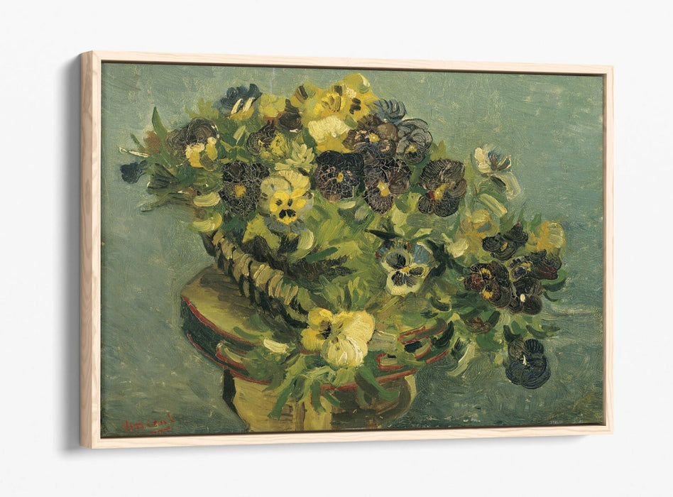 VINCENT VAN GOGH, BASKET WITH VIOLETS -FLOAT EFFECT CANVAS ART PRINT
