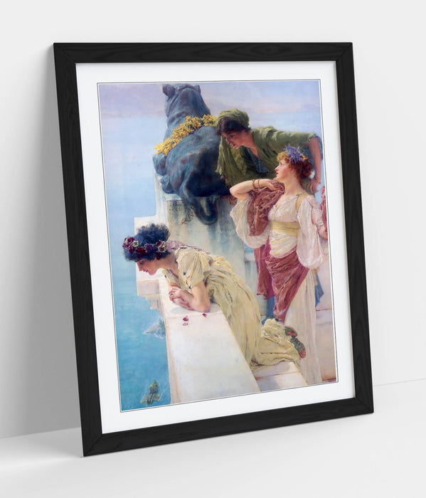 Framed Wall Art - Lawrence Alma Tadema Classic Art Print With Woodgrain Frame Finish