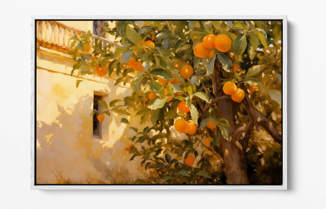 Impressionist Canvas Art – Orange Tree Artwork with Float Frame Canvas Print