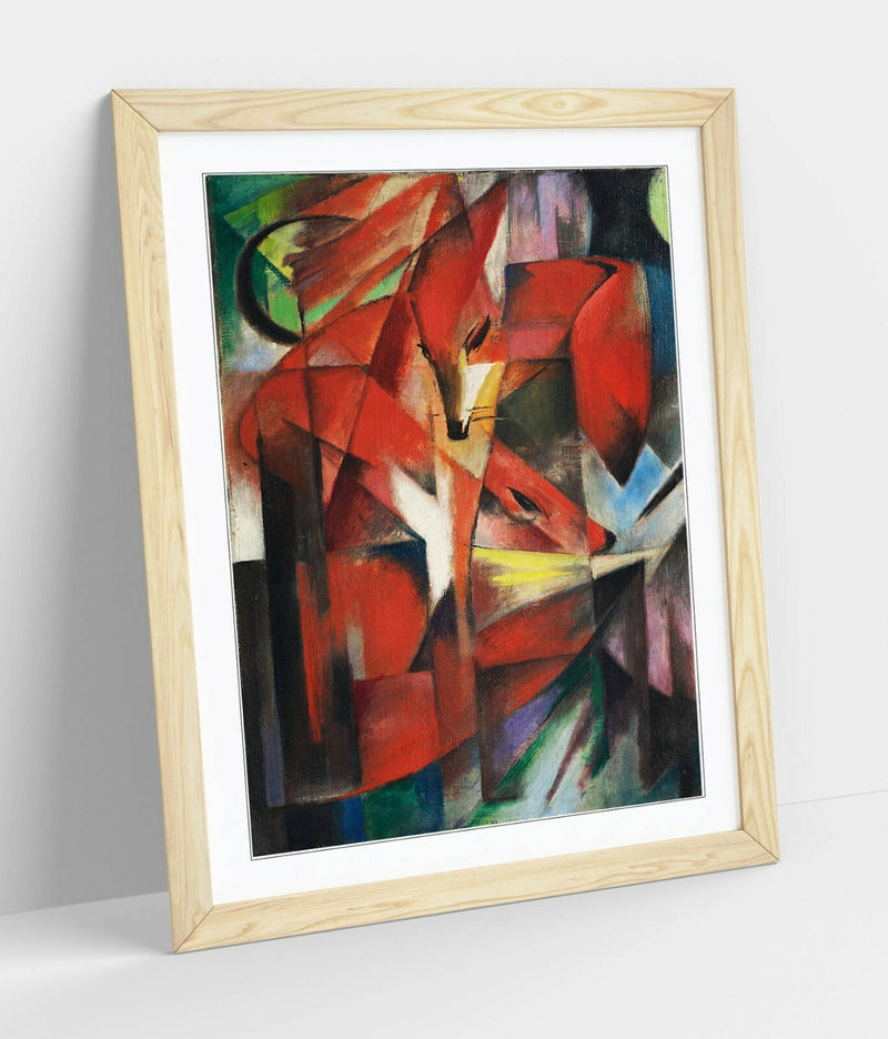 Framed Art Poster - Franz Marc The Foxes Artwork With Woodgrain Frame | Ready To Hang
