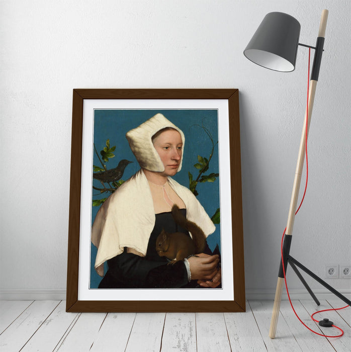 Framed Art Poster Featuring Hans Holbein The Younger Portrait | Handmade Woodgrain Frame