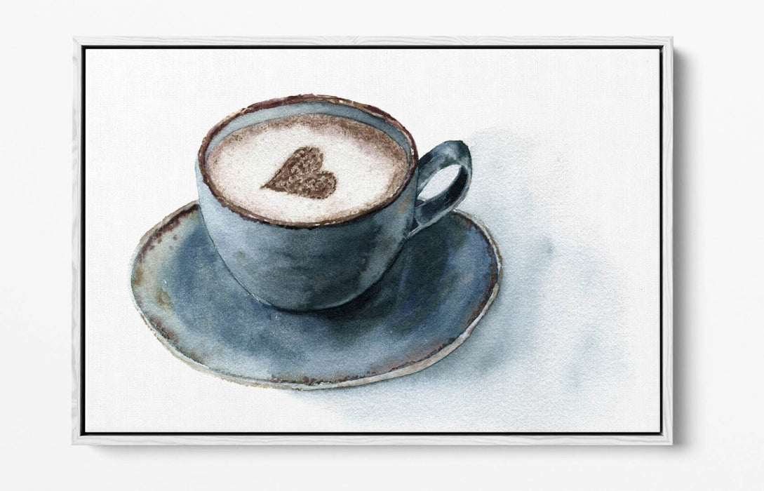 Canvas Wall Art - Watercolour Heart Print On Float Effect Canvas With Custom Deep Frame