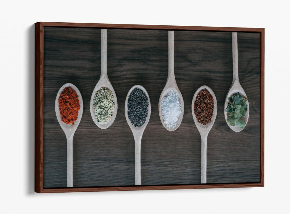 Canvas Wall Art - Kitchen Wall Decor With Herbs Spices In Green Red Float Effect
