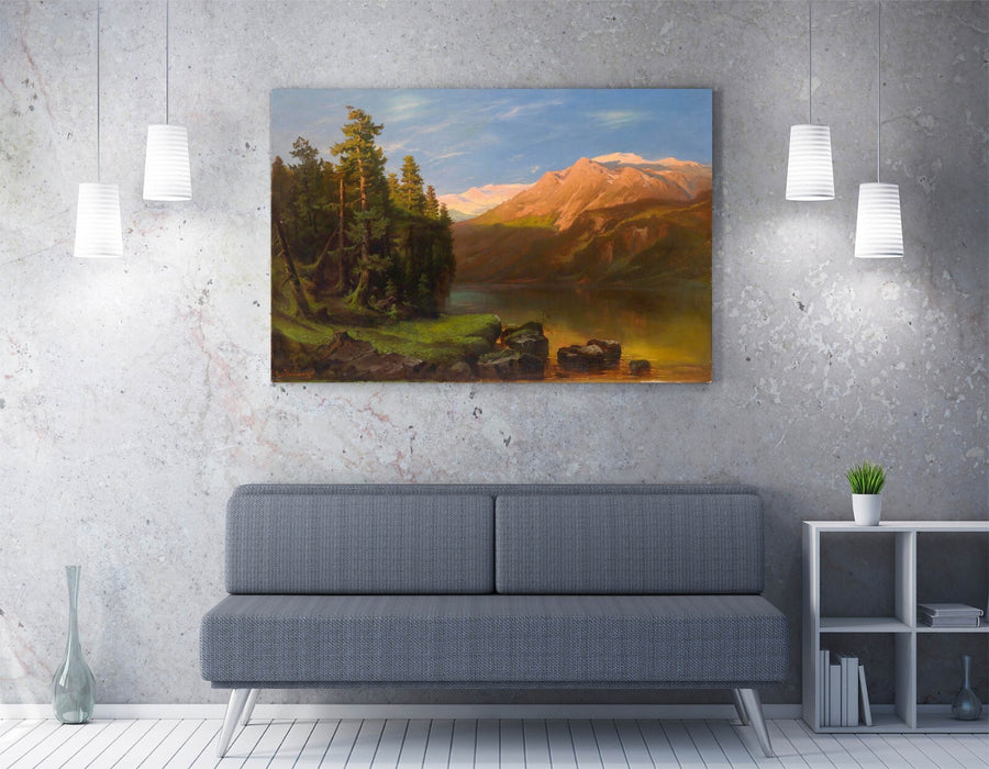 CARL SCHWENINGER, LANDSCAPE IN THE SUNSET -CANVAS WALL ARTWORK PIC PRINT