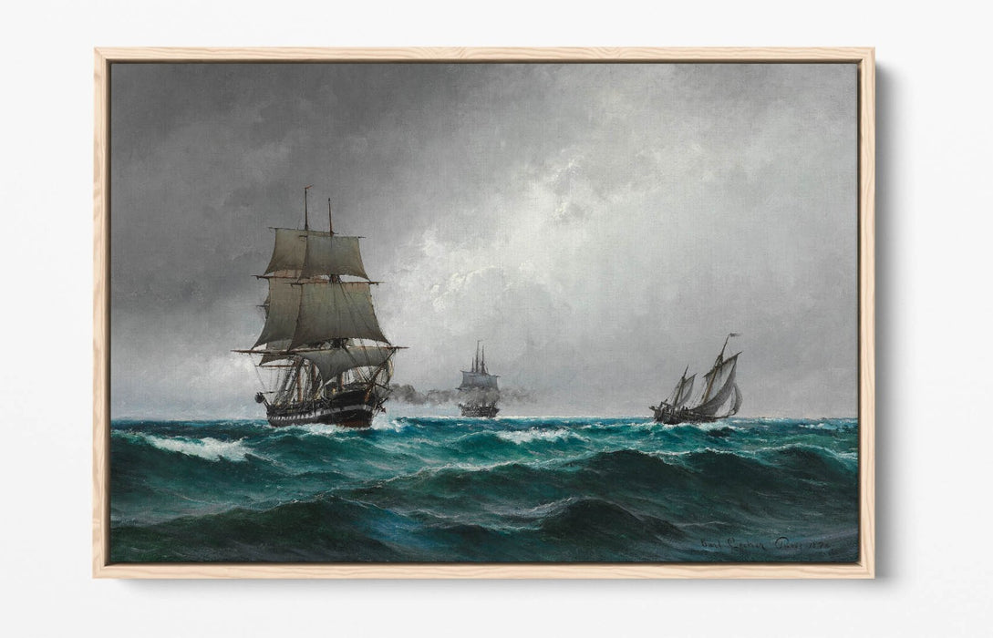 CARL LOCHER, QUIET EVENING IN THE NORTH SEA -FLOAT EFFECT CANVAS WALL ART PRINT