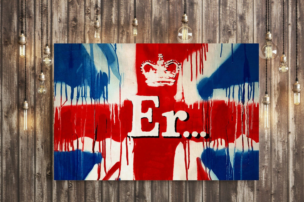 BANKSY  ER SORRY STREET ARTWORK CANVAS GRAFFITI WALL ART 30MM DEEP FRAMED PRINT