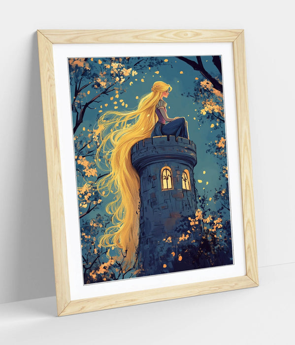 Rapunzel Wall Art – Framed Princess Poster Print | Handmade UK Wall Decor