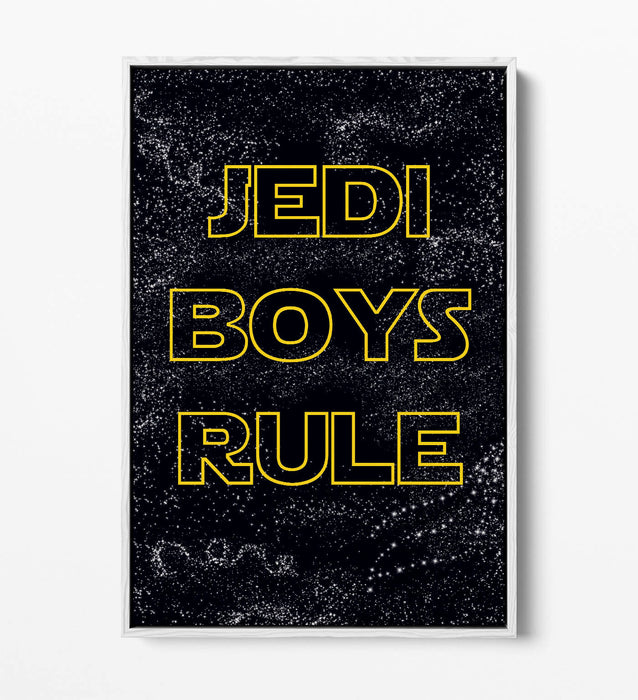 "JEDI BOYS RULE" STAR WARS STYLE QUOTE KIDS ROOM -FLOAT EFFECT CANVAS ART PRINT