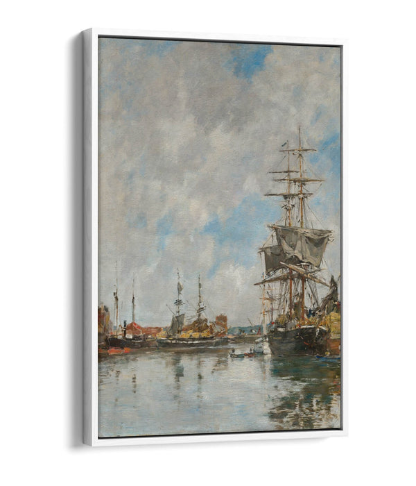 EUGENE BOUDIN, THE DOCK OF DEAUVILLE -FLOAT EFFECT CANVAS WALL ART PRINT