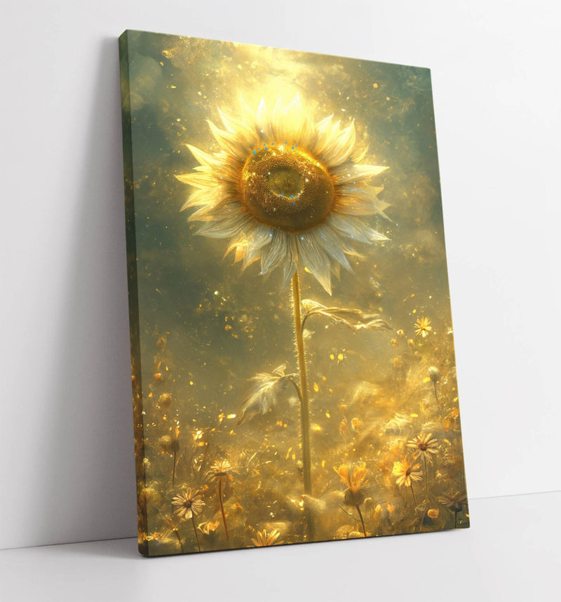 Sunflower Canvas Art - Glowing Underwater Floral Print | Premium Varnish Finish
