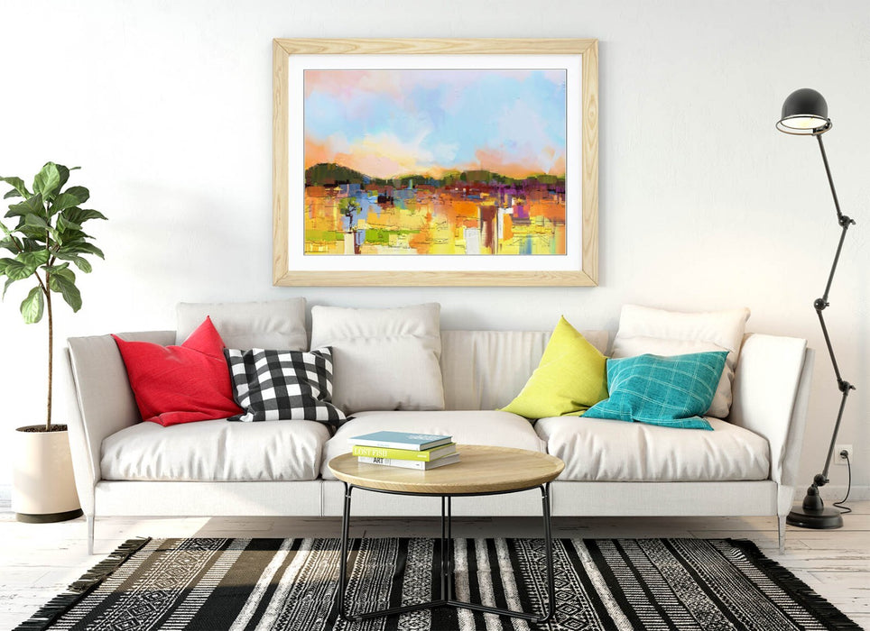 Framed Wall Art - Abstract Colourful Landscape Print | UK Made Home Decor Poster