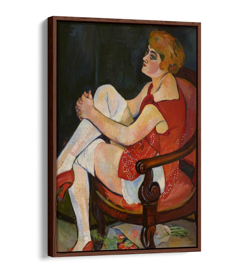 Float Effect Canvas Art - Suzanne Valadon Woman In White Stockings Premium Print