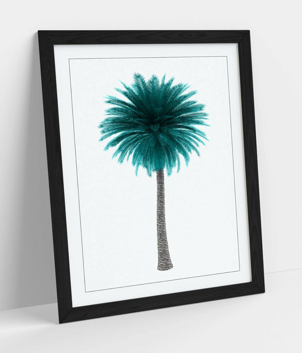 TEAL PALM TREE -ART FRAMED POSTER PICTURE PRINT ARTWORK-