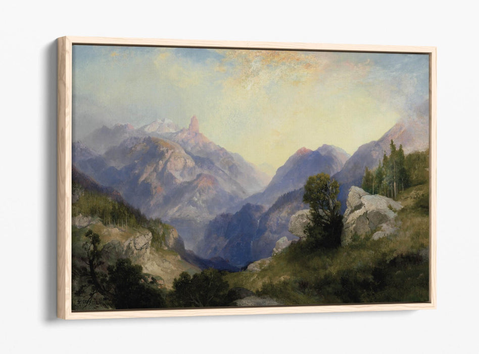 THOMAS MORAN, INDEX PEAK YELLOWSTONE -FLOAT EFFECT CANVAS WALL ART PIC PRINT