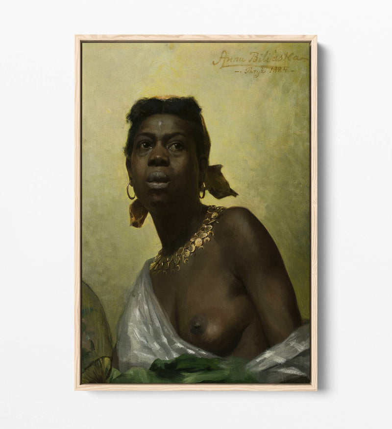 Float Effect Canvas Art – Anna Bilinska Black Woman Artwork on MDF Frame
