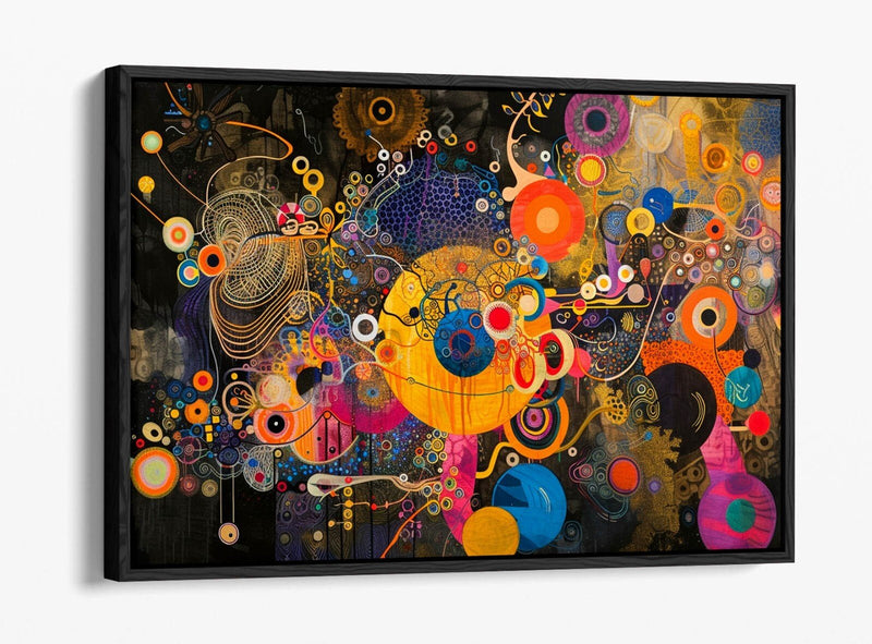 Float Effect Canvas Art - Abstract Multi Colour Artwork on Custom Deep Frame