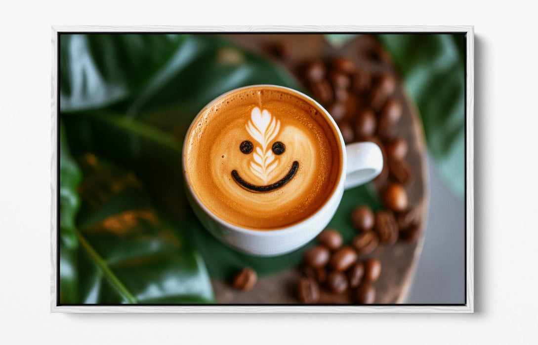 Smiley Face Canvas Art – Cute Coffee Home Decor | Float Effect Canvas Print