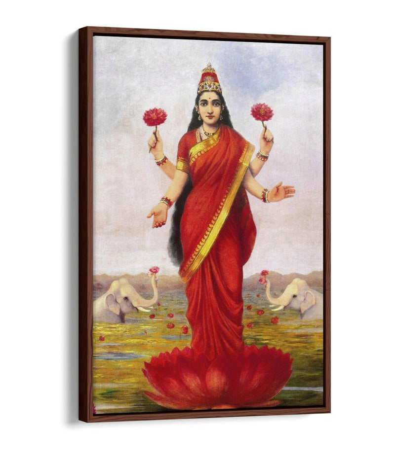 Float Effect Canvas Art - Raja Ravi Varma Goddess Lakshmi Premium Wall Decor