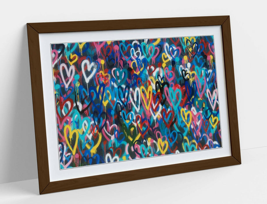 BANKSY LOVE WALL -ART FRAMED POSTER PICTURE PRINT ARTWORK- RAINBOW MULTI COLOUR