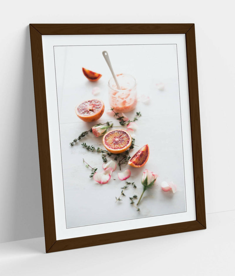 Blood Orange Poster - Fruit Drink Art | Kitchen Wall Decor Framed Print