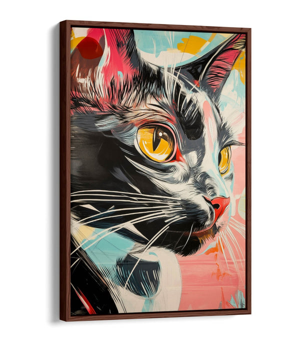 Cat Graffiti Canvas Art - Multi Colour Float Effect Canvas With Premium Varnish