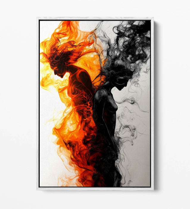 Fire And Smoke Canvas - Handmade Float Effect Art With Premium Varnish Finish