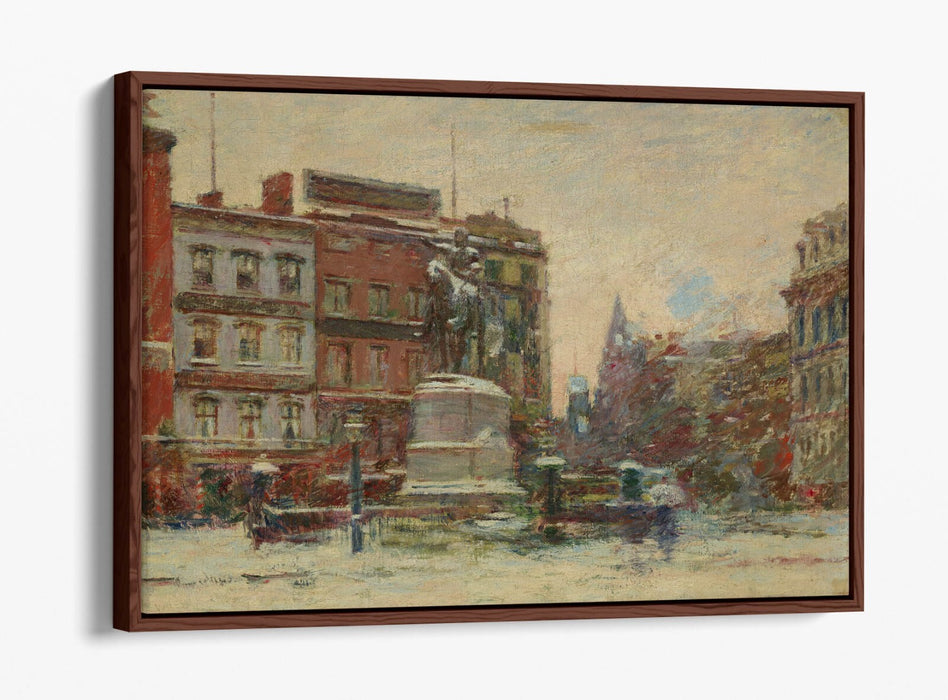 THEODORE ROBINSON, UNION SQUARE WINTER -FLOAT EFFECT CANVAS WALL ART PIC PRINT