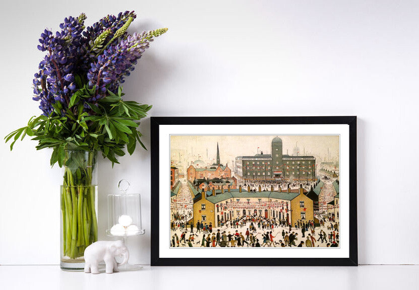VE DAY VICTORY IN EUROPE CANVAS WALL ART PRINT ARTWORK PAINTING Ls Lowry style