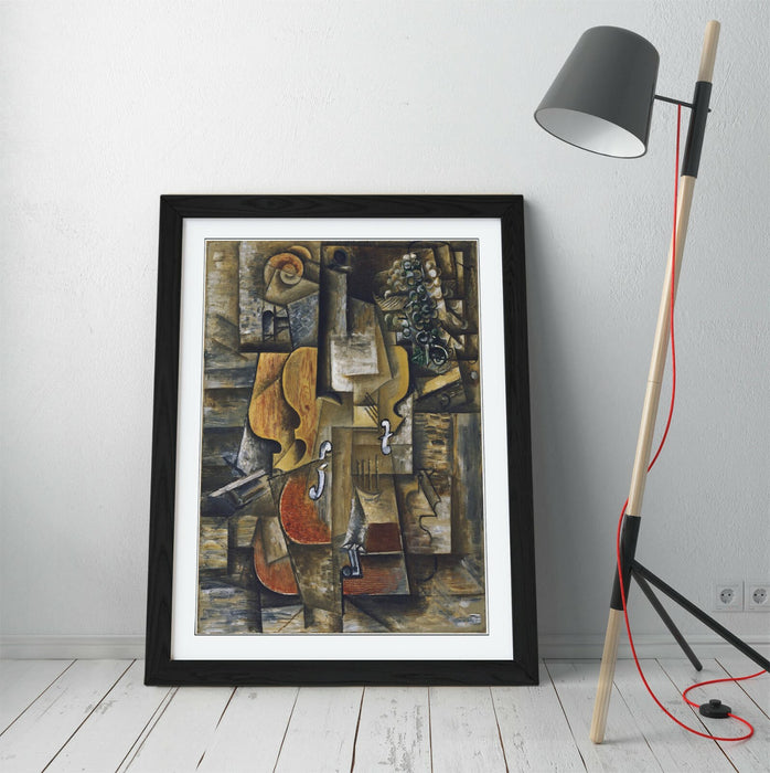 Picasso Framed Poster - Violin Artwork With Grape Art Print | Handmade UK Poster
