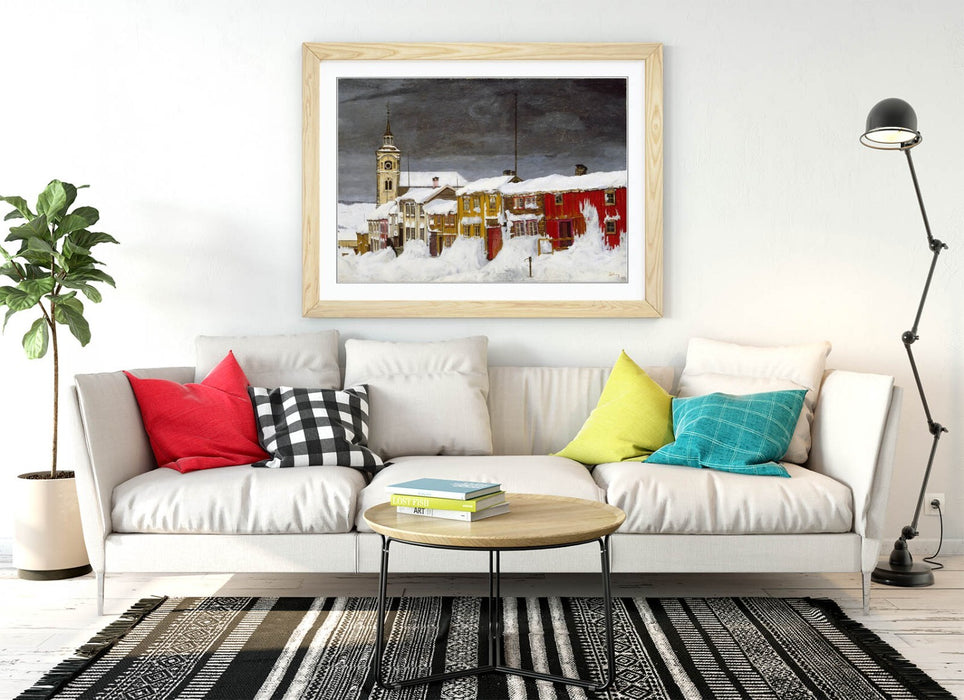 Framed Art Poster - Norwegian Winter Landscape Print | MDF Wood Frame, Ready To Hang