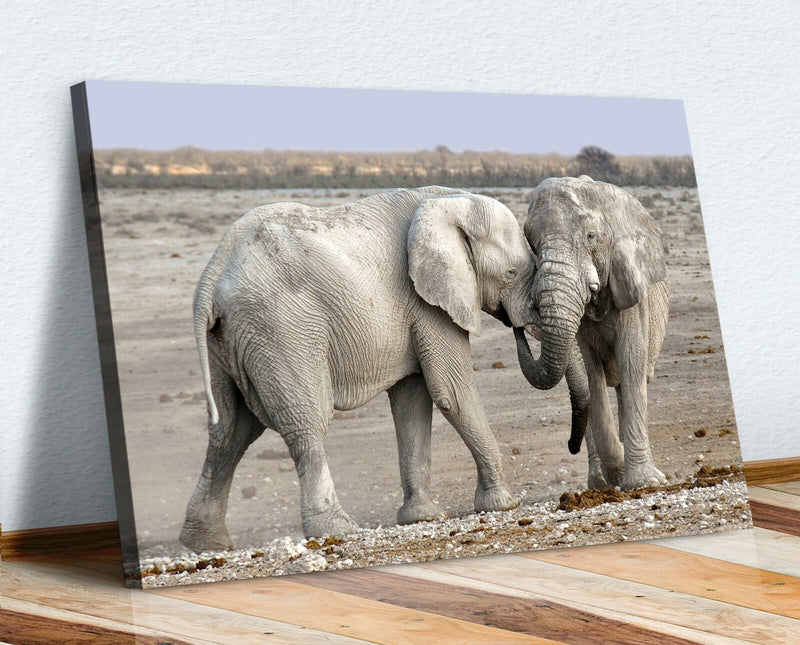 Elephants Canvas Wall Art – Handmade 30mm Deep Frame Animal Artwork Print