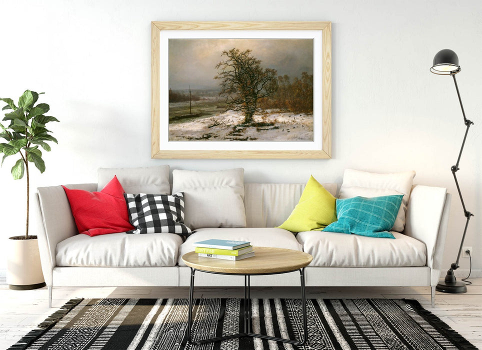 Framed Art Poster – Oak Tree Painting Print by Johan Christian Dahl | Winter Landscape Wall Art