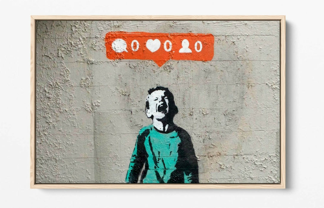 BANKSY "NO SOCIAL MEDIA" -FLOAT EFFECT CANVAS ART PRINT- GRAFFITI STREET ART