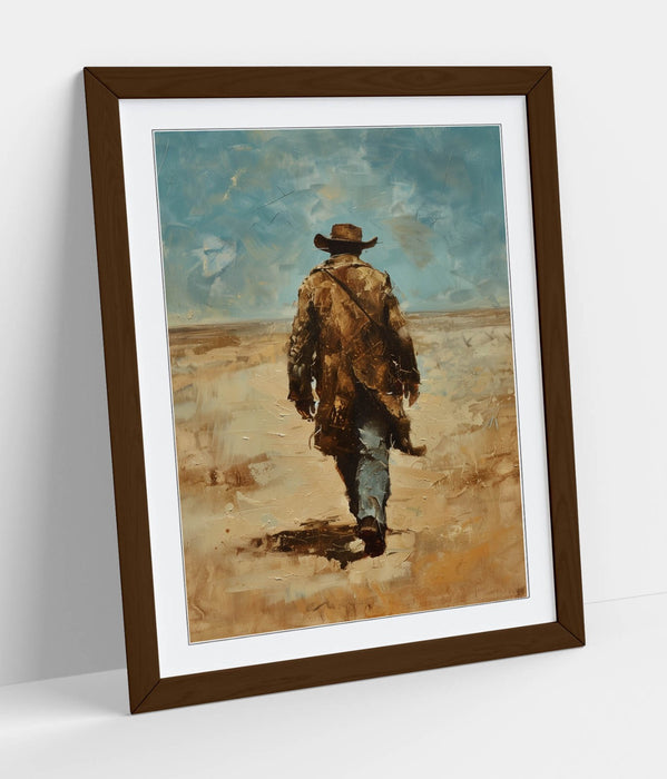 Framed Wall Art - Wandering Cowboy Blue Sky Landscape Poster Print | Handmade UK