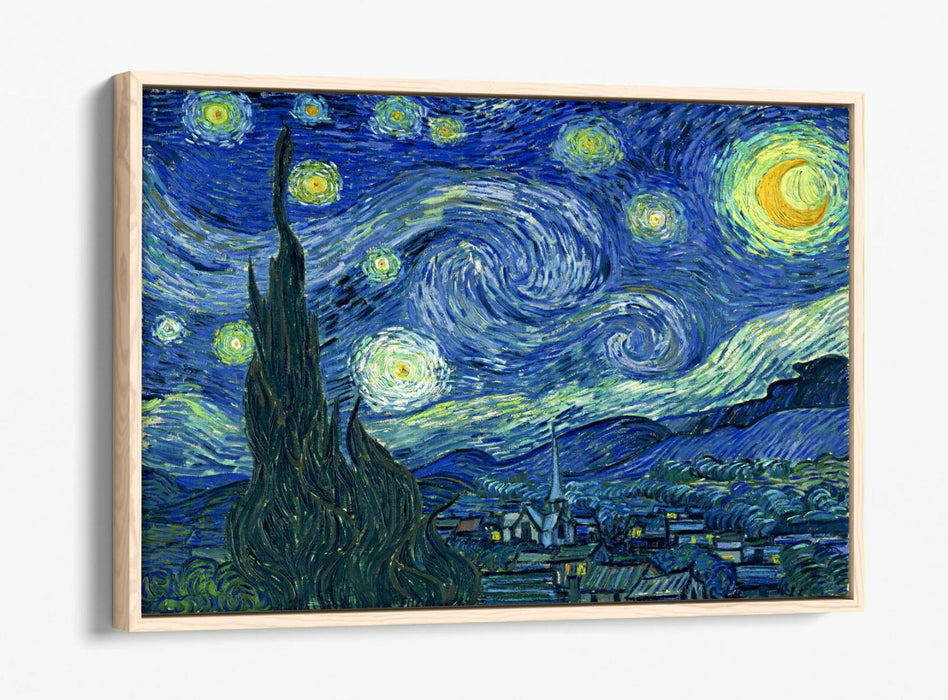 VAN GOGH STARRY NIGHT -FLOAT EFFECT CANVAS WALL ART PIC PRINT- YELLOW