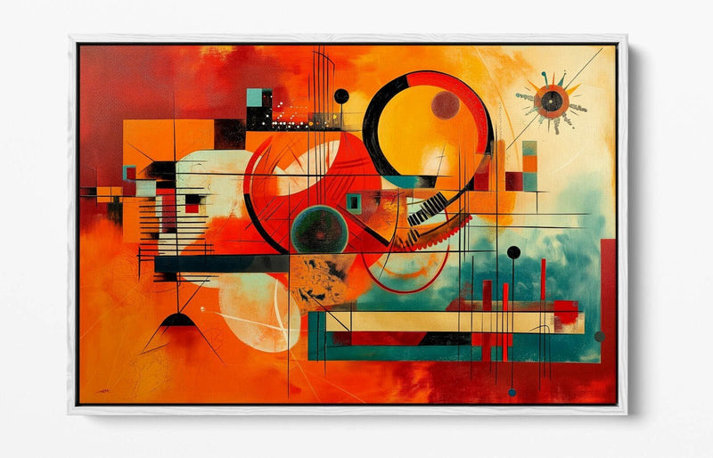 Abstract Canvas Art – Orange Blue Kandinsky Style Float Effect Canvas Print