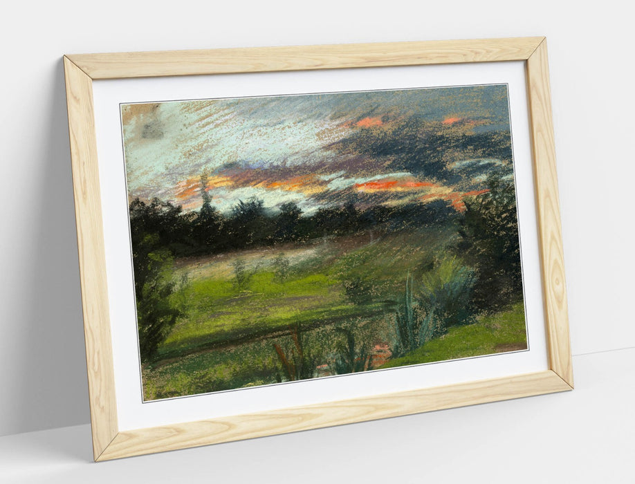 Framed Wall Art - Paul Huet Blue Orange Sky Painting | Matte Paper Print