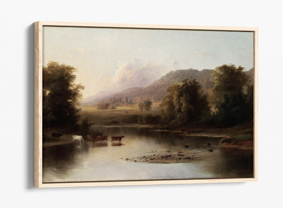 ROBERT S. DUNCANSON, VIEW OF ST ANNE'S RIVER -FLOAT EFFECT CANVAS WALL ART PRINT