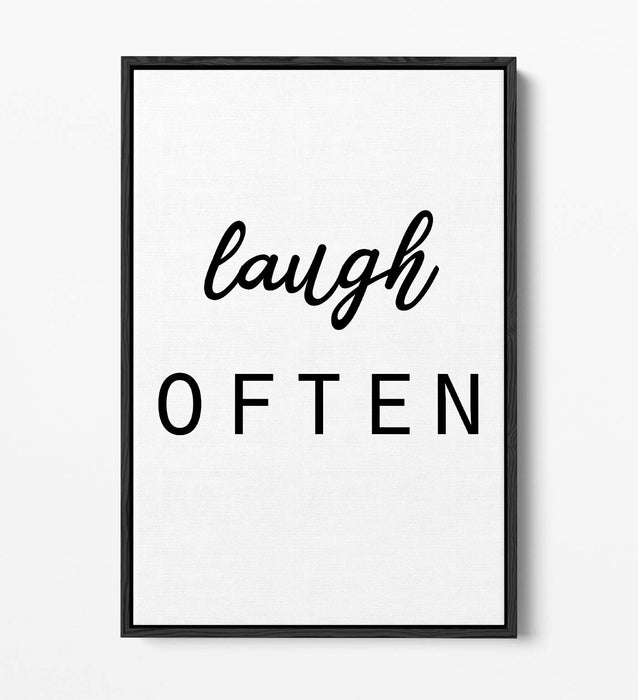 "LAUGH OFTEN" POSITIVITY QUOTE SLOGAN HOME -FLOAT EFFECT CANVAS WALL ART PRINT